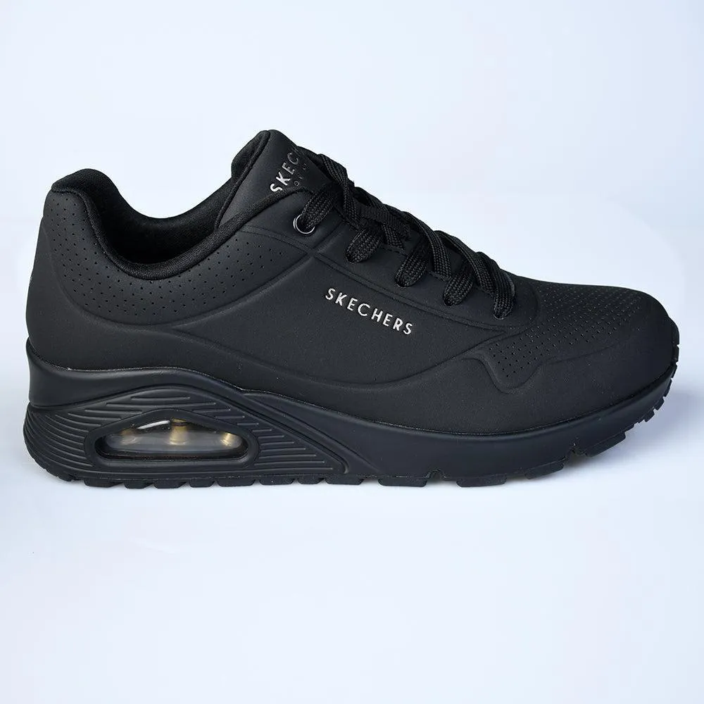 Skechers Uno Lace Up Sneaker - Black Black Casual Wear