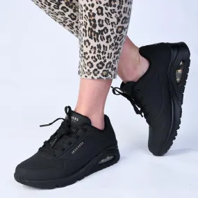 Skechers Uno Lace Up Sneaker - Black Black Anti Microbial Lining