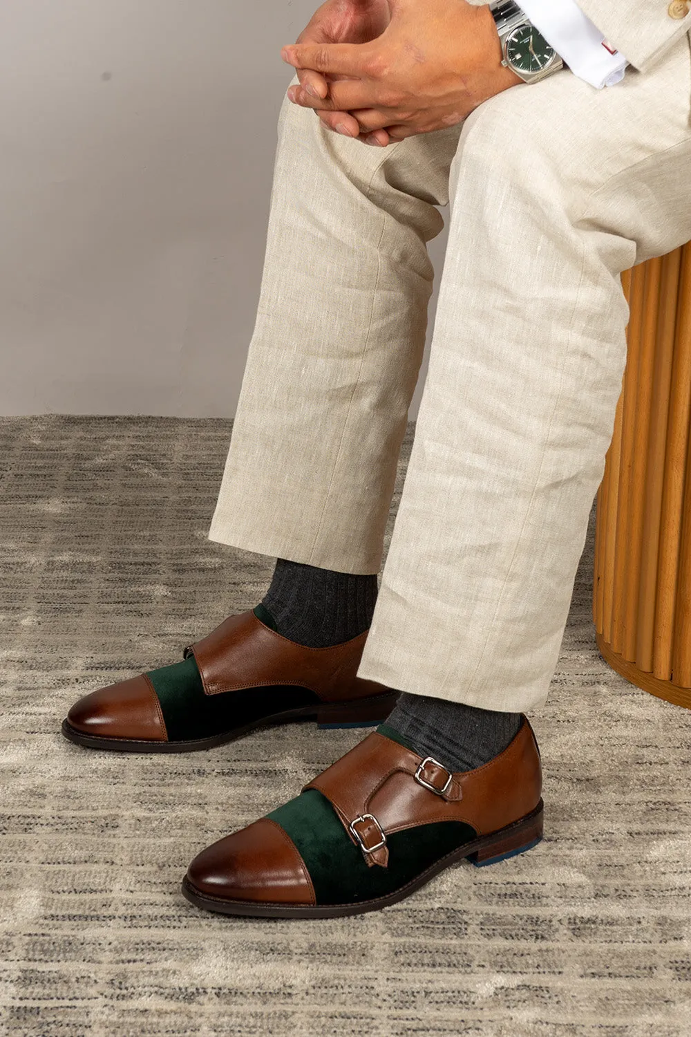 Oscar Brown Green Step Routine Breathable Perforated Detail