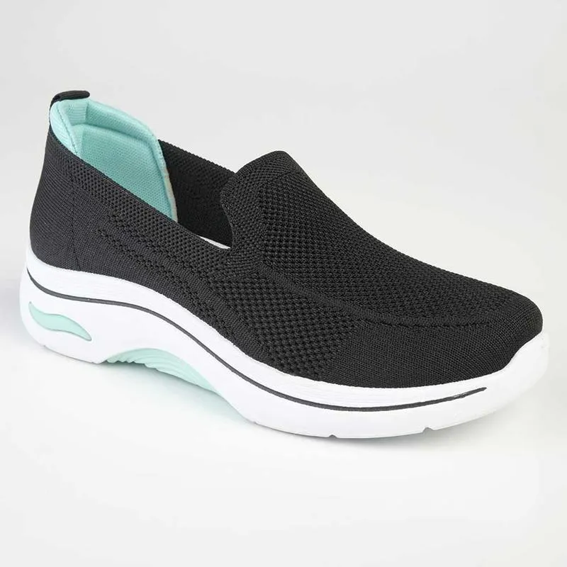 Arch Stabilization Alessio Fly Knit Slip On Sneaker  - Black / White