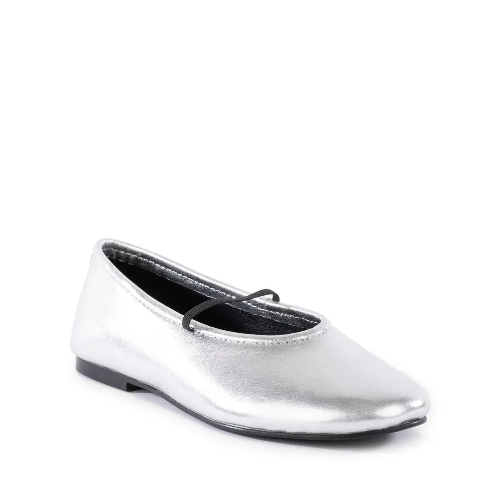 Neon Moon Ballet Flats - Silver Sophisticated Look Shock Dispersing Outsole