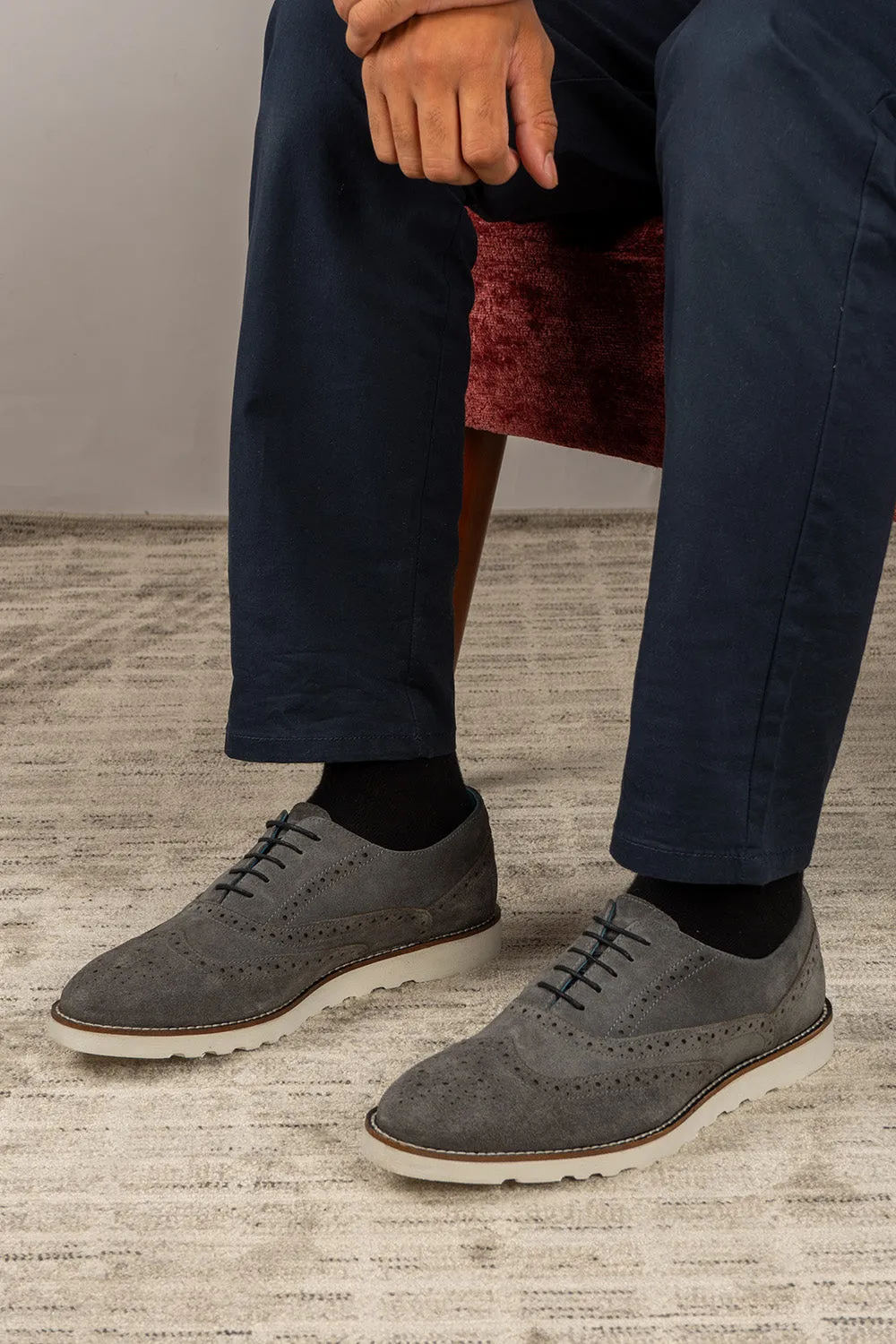 Tyler Grey Suede Luxe Detail Boardroom Wear Daily Steps