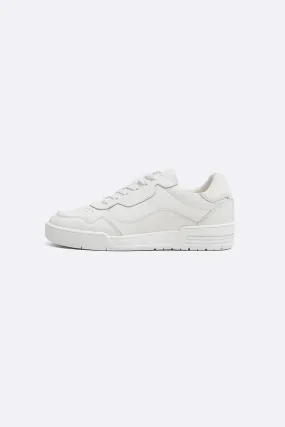 ALL WHITE LEATHER SNEAKERS Double Stitch Construction