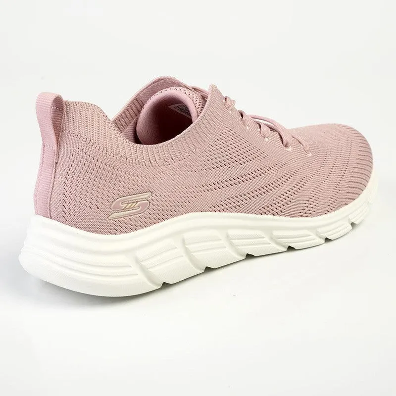Sustainable Production Process High Traction Skechers Bobs B Flex Lace Up Sneaker - Blush Satin