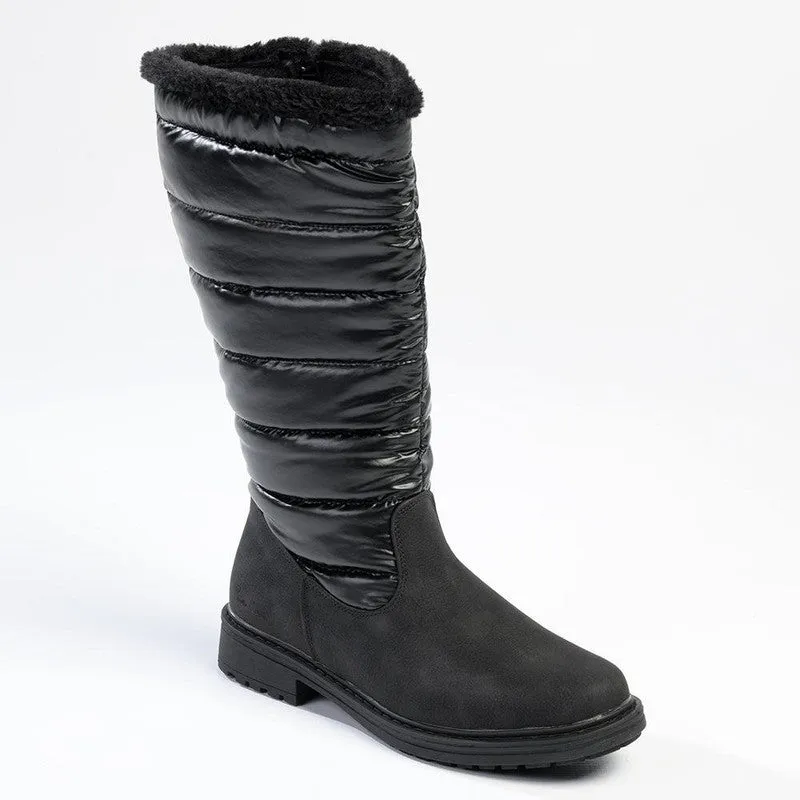 Pierre Cardin Full Length Puff Boot - Black Dry Comfort