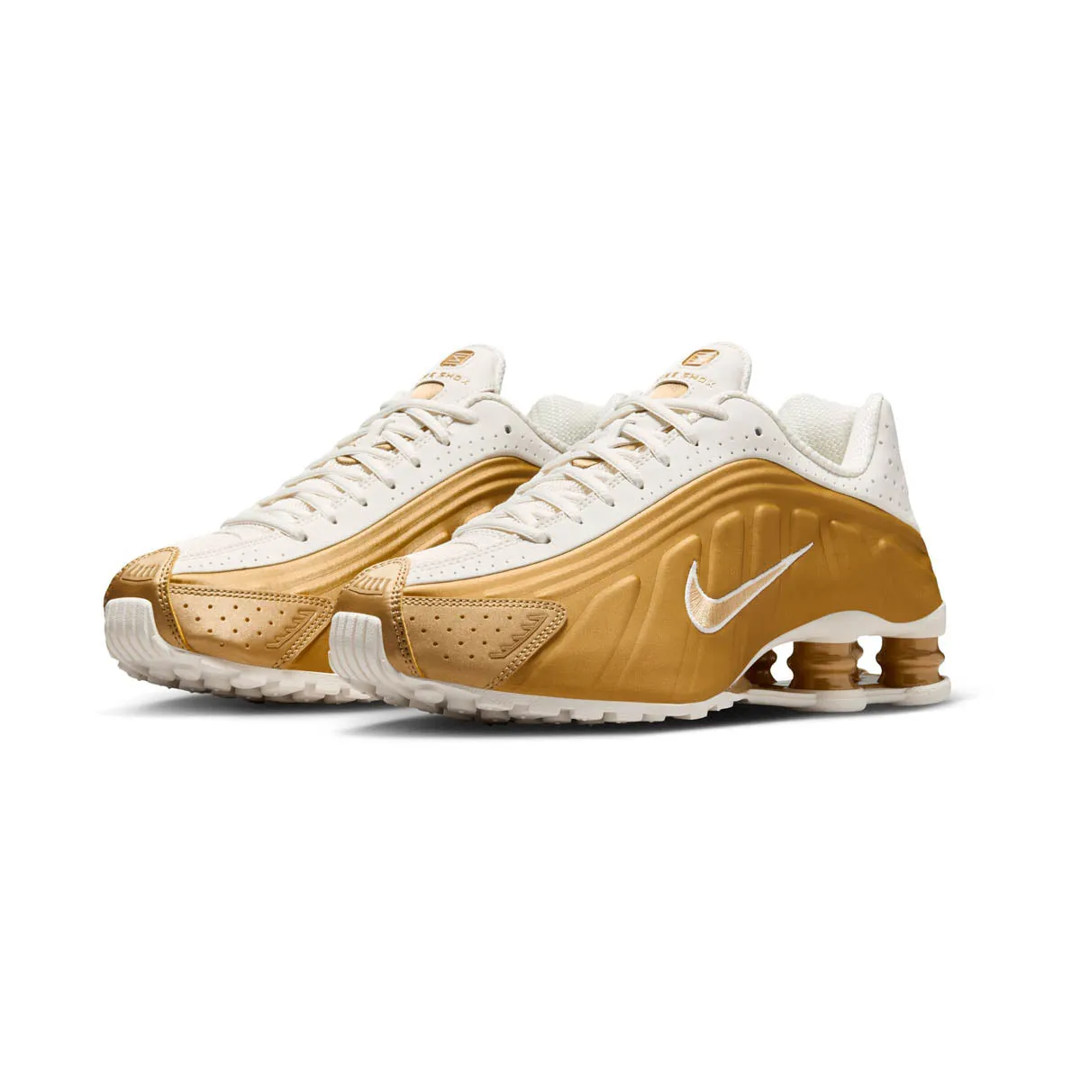Nike Shox R4 'Metallic Gold' Women's Shoes Back Cushion Thermal Bonded Seams