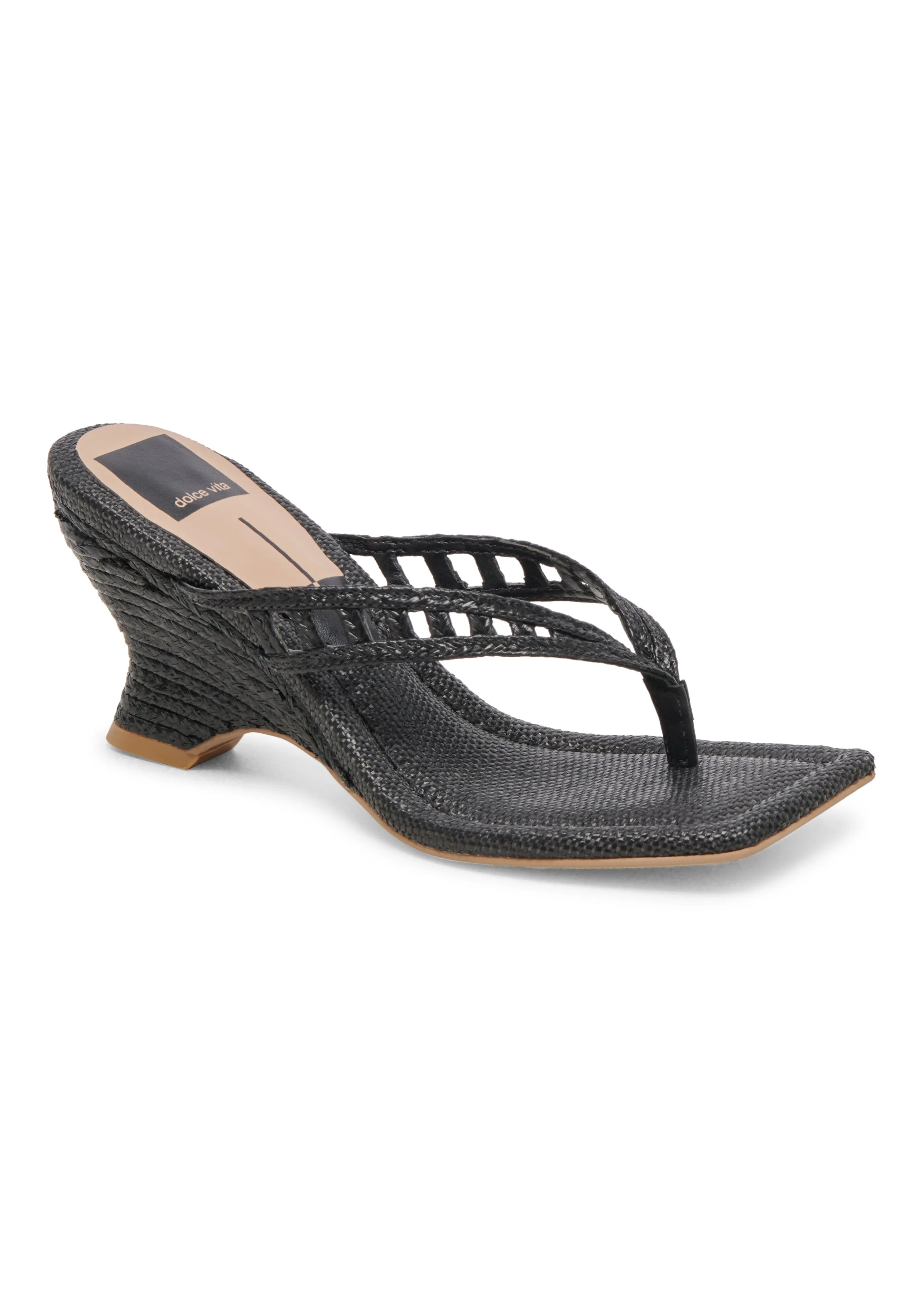 Nullah Wedges - Onyx Raffia Model Iconic lining