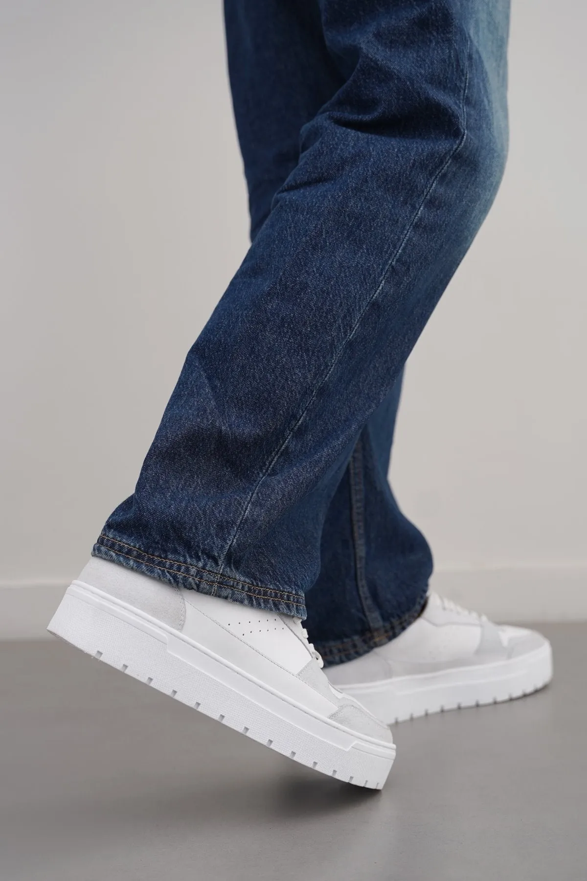 LEATHER CHUNKY SNEAKERS Wide Stance Platform party - goer