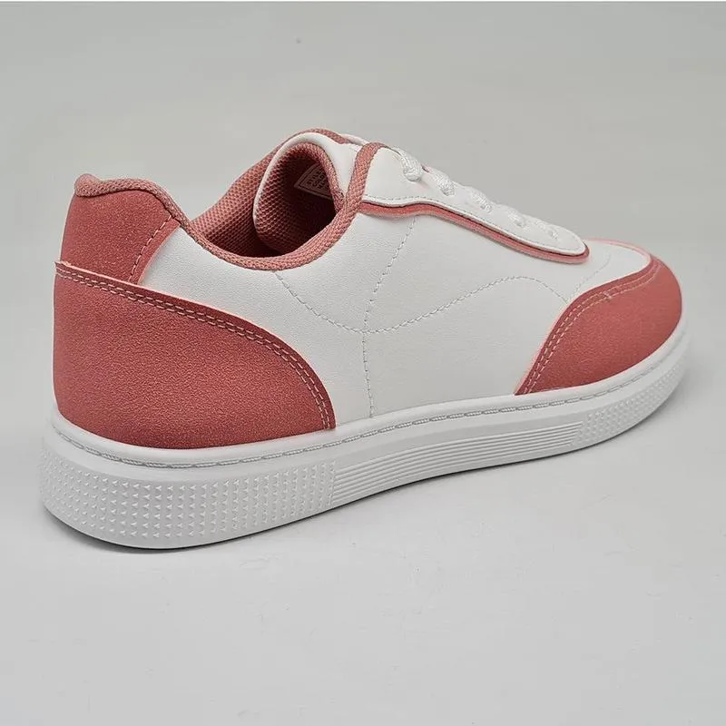 Madison Ladies High Fashion Cyprus Sneaker - White/ Pink Aramid Fiber Reinforcement Abrasion Defying Outsole