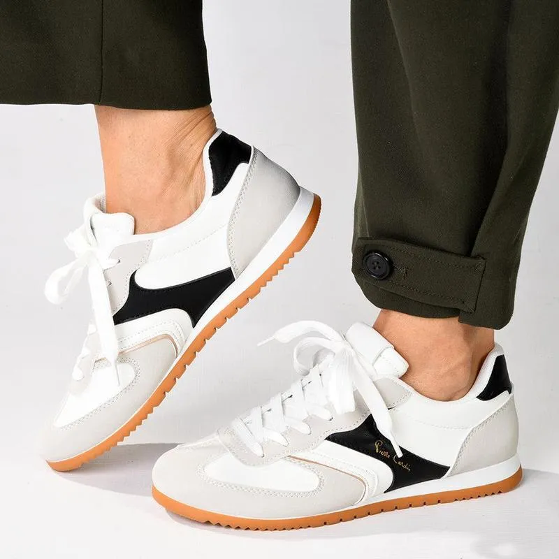 Ergonomic Sole Pierre Cardin Alessi 3 Ladies Lace Up Sneaker -  White Multi