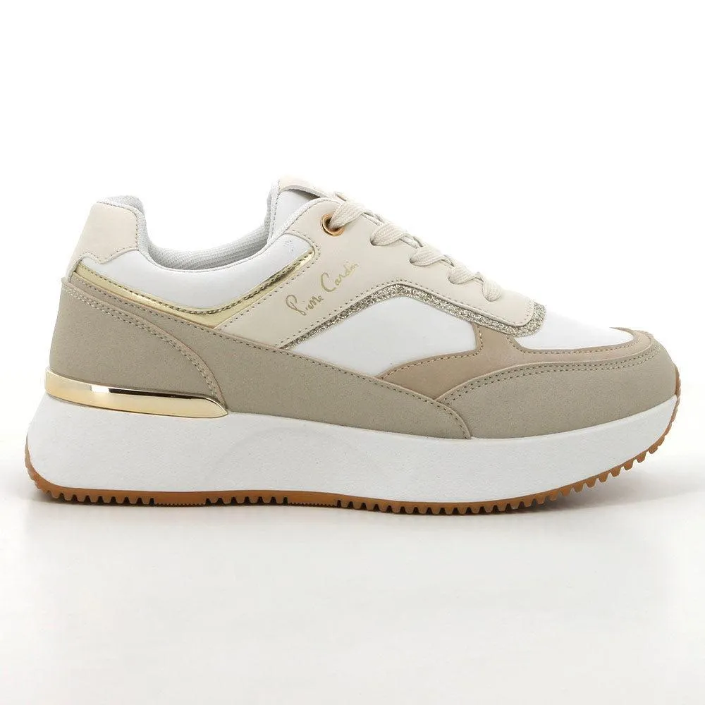 Abrasion Resistant Toe Caps Pierre Cardin Angelique 2 Sneaker - Beige White