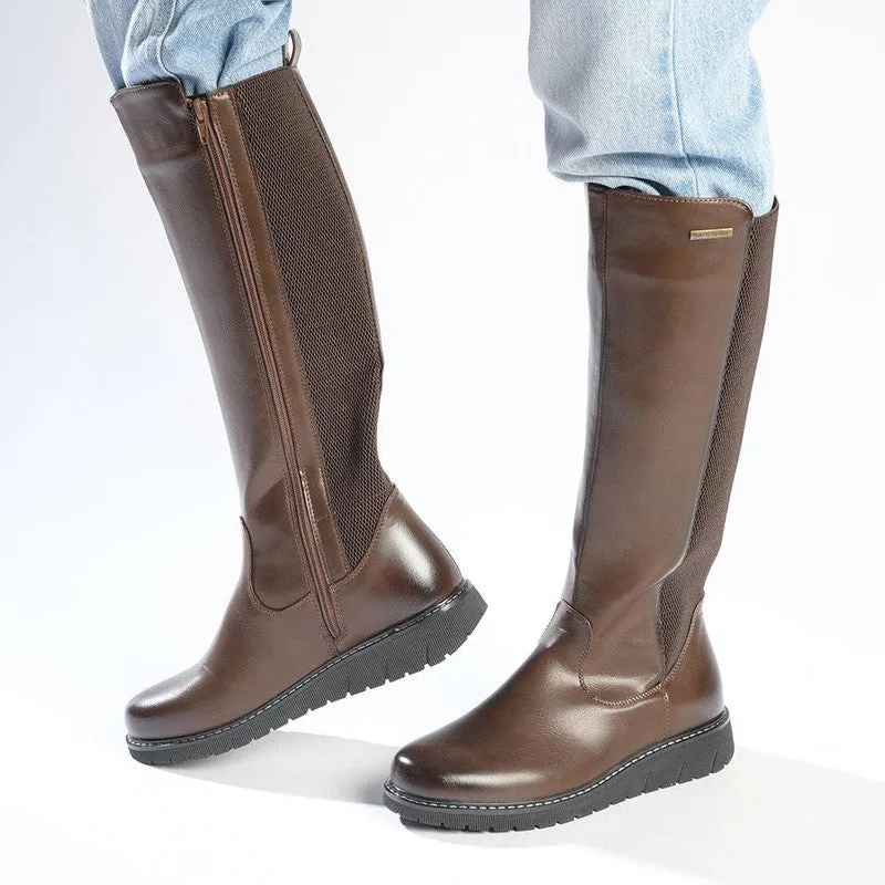 Pure White Seamless Comfort Windy Weather Pierre Cardin Demi Casual Shaft Boot - Brown