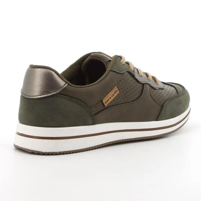 Pierre Cardin Lace Up Sneaker - Olive Ankle friendly Rolling Motion Technology