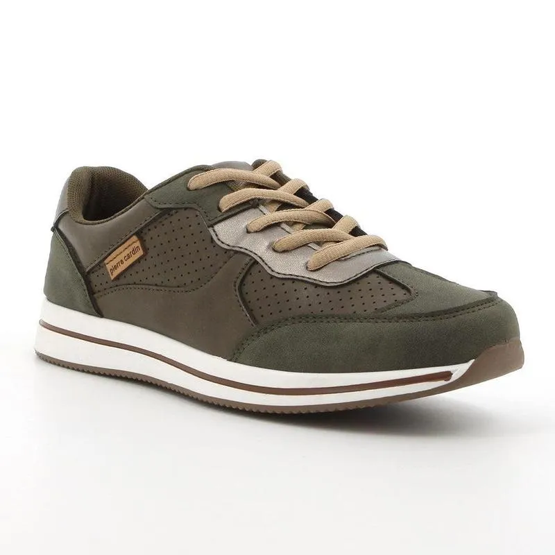 Easy Clean Surface Neutral Cushioning Profile Pierre Cardin Lace Up Sneaker - Olive