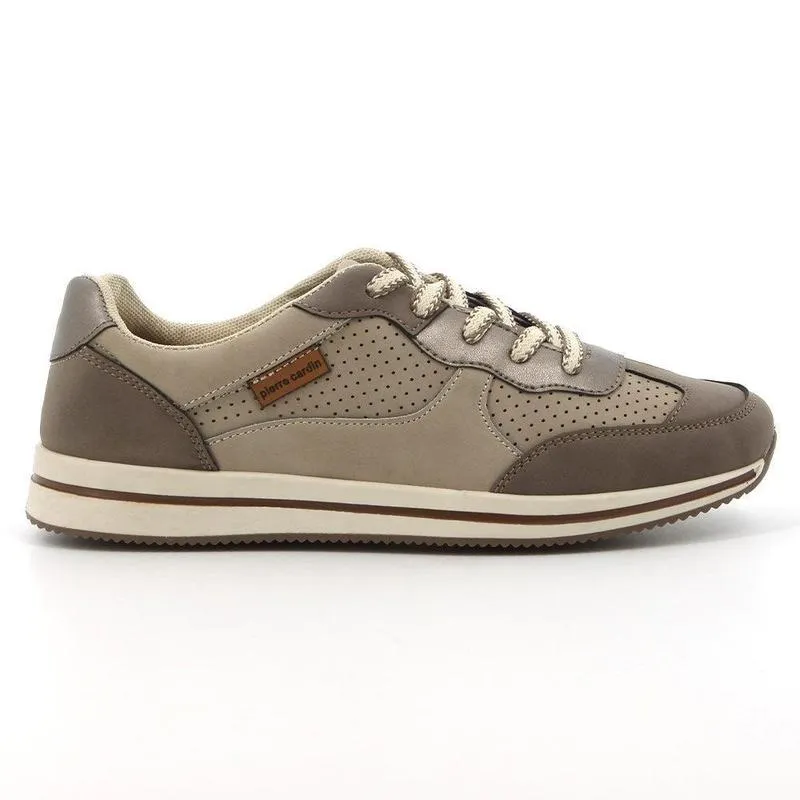 FlexibleSole perforated Pierre Cardin Lace Up Sneaker - Taupe