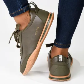 Anti   Abrasion Pierre Cardin Wembi 2 Ladies Lace Up Sneaker -  Olive