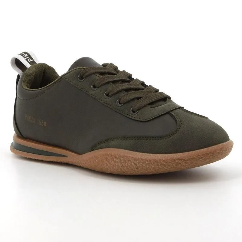 Pierre Cardin Wembi 2 Ladies Lace Up Sneaker -  Olive Wide Footbed Durable Style