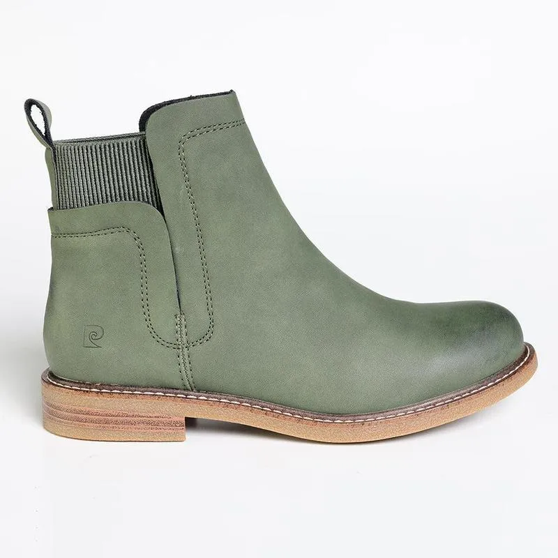 Padded Tongue Grippy Outsole Cold Climate Pierre Cardin Zele Ankle Bootie - Olive