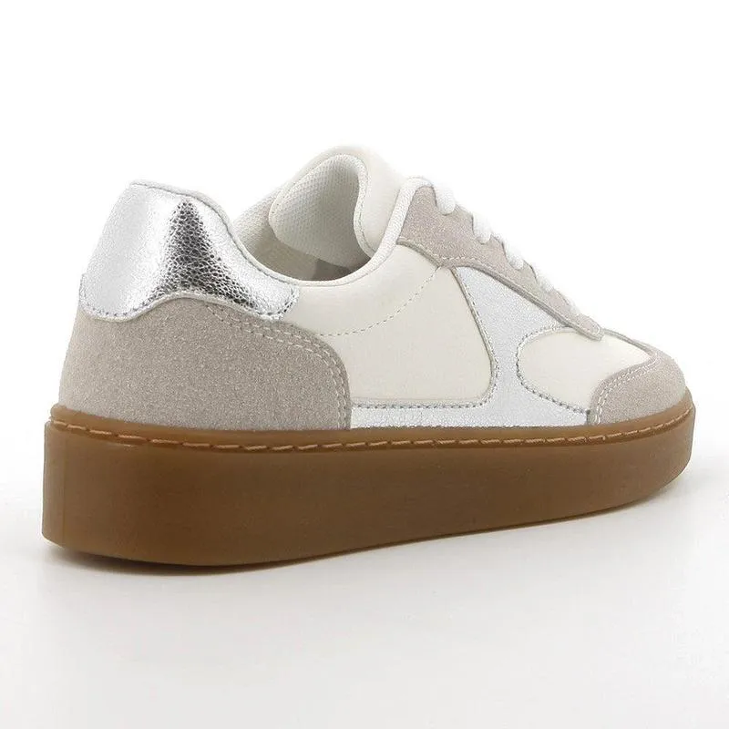 Pierre Cardin Rumba 1 Ladies Lace Up Sneaker - White Padded Collar Structure Urban Trend