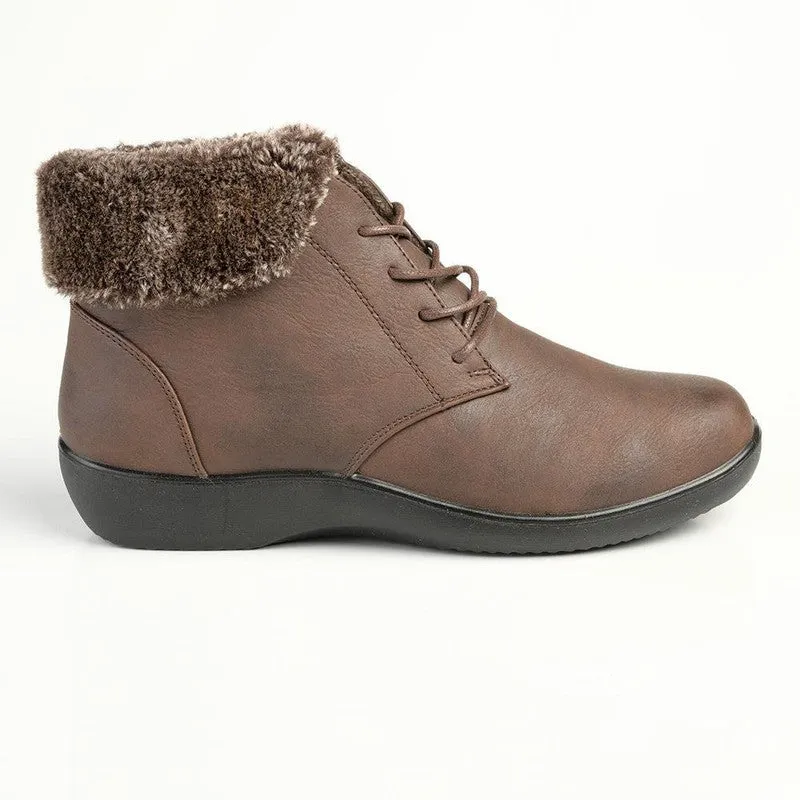 Quick Drying Functional Minimalist Soft Style by Hush Puppies Yuina Fur Collar Ankle Boot - Brown