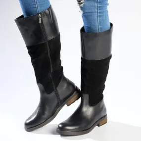 Slip Resistant Hiking Trails Hush Puppies Leather Kitty Rider Boot - Black