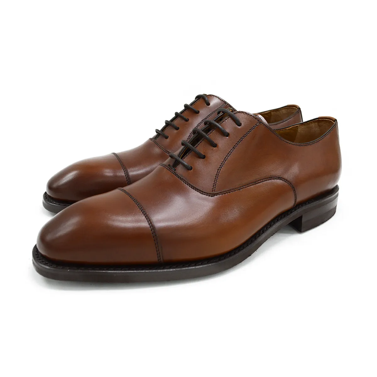 Berwick 1707 Straight Cap Oxford (5217) Cuero (Tan) Dainite Classic Look Shoes Glossy Layer Understated Styler