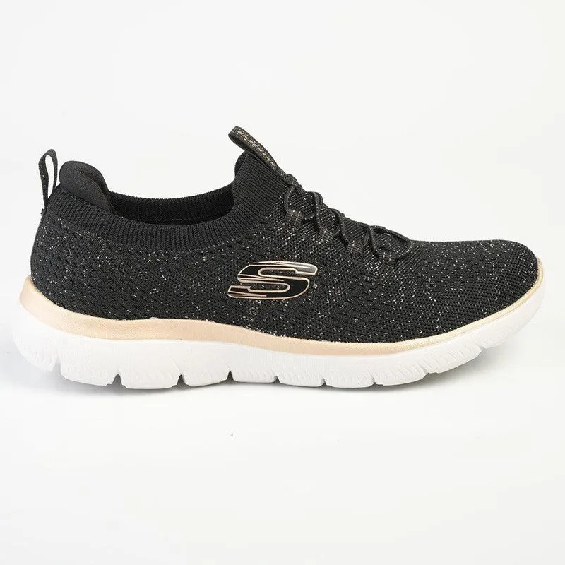 Skechers Summits Lace Up Sneaker - Black Rose Supportive Wear Shock absorption