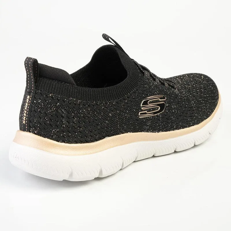 Skechers Summits Lace Up Sneaker - Black Rose Smooth Form Gentle Texture