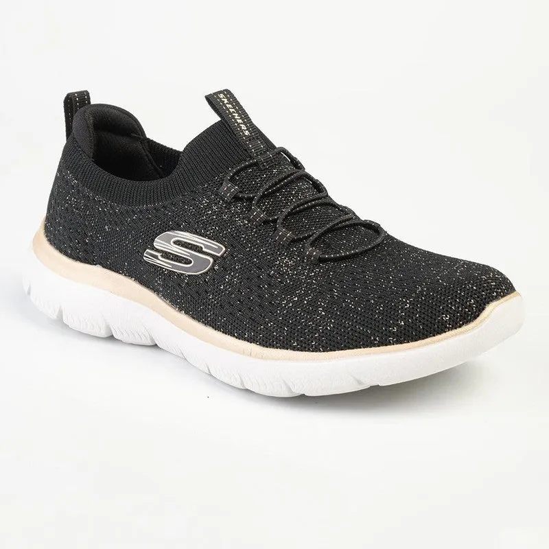Stride Boost Light   Reflective Skechers Summits Lace Up Sneaker - Black Rose