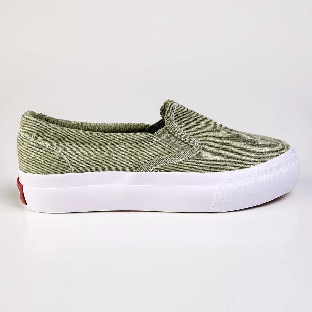 Intense Workout Laser Cut Ventilation Direct Ladies Fashion Vulcanized Sneakers - Olive
