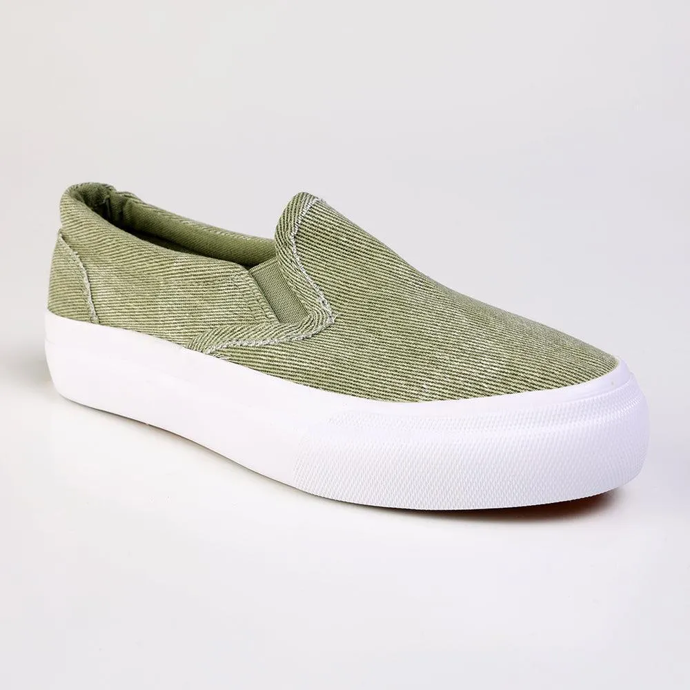 Direct Ladies Fashion Vulcanized Sneakers - Olive Easy Flex
