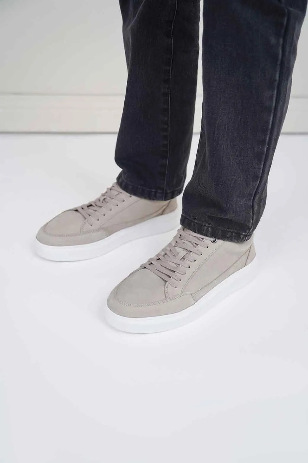 PLATFORM LEATHER SNEAKERS Thermoplastic Polyurethane Midsole