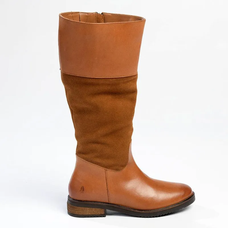 Hush Puppies Kitty Leather Rider Boot - Tan Easy To Clean