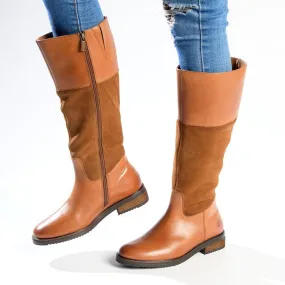 Comfort arch Hush Puppies Kitty Leather Rider Boot - Tan