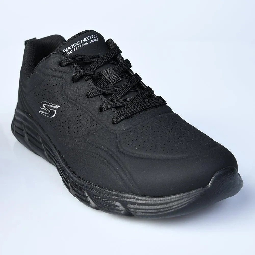 fresh feel Ventilated Upper Design Skechers Bobs Flex LO Lace Sneaker - Black