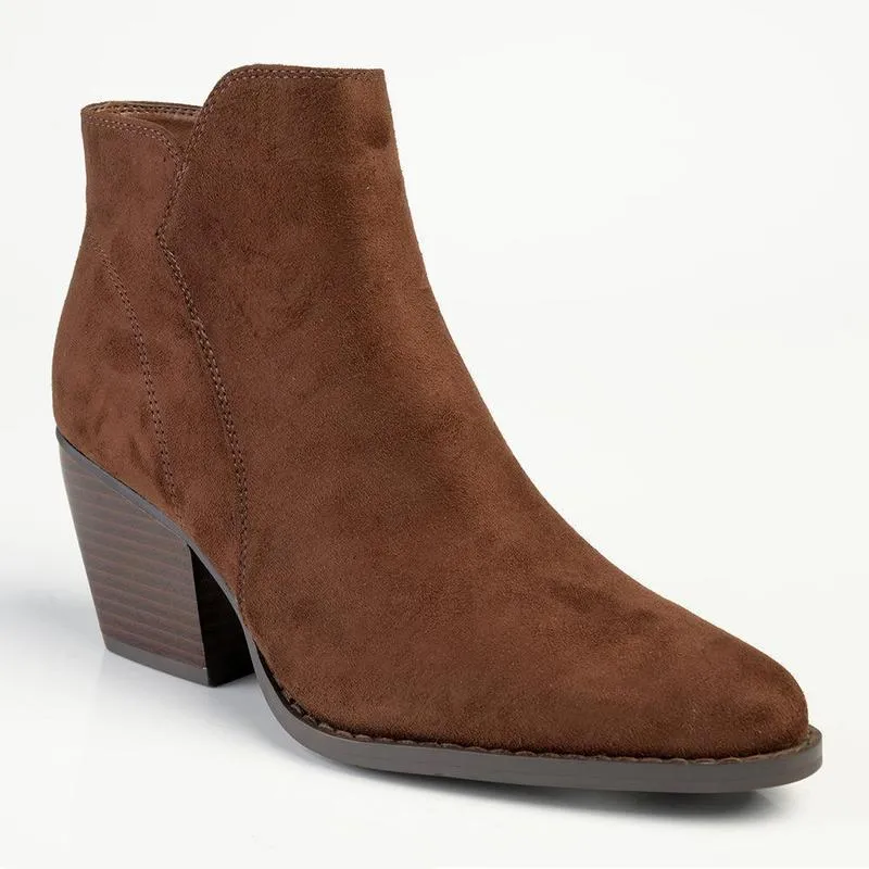 High-Quality Footwear Breathable Windy Weather Madison Jett Cuban Heel Ankle Boot - Chocolate