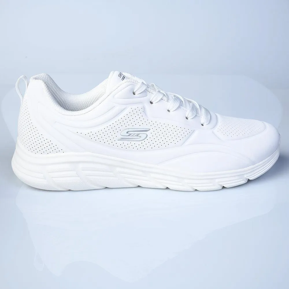 Skechers Bobs Flex LO Lace Sneaker - White Adaptive Style Step Relief