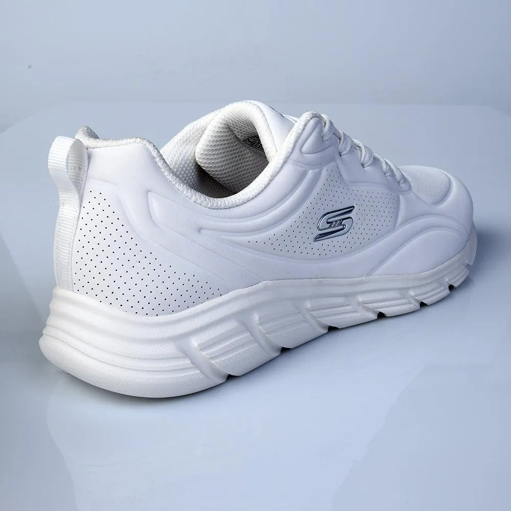 Waterproof Seams Zero Noise Skechers Bobs Flex LO Lace Sneaker - White