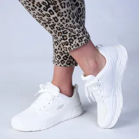 Skechers Bobs Flex LO Lace Sneaker - White Midfoot Lock
