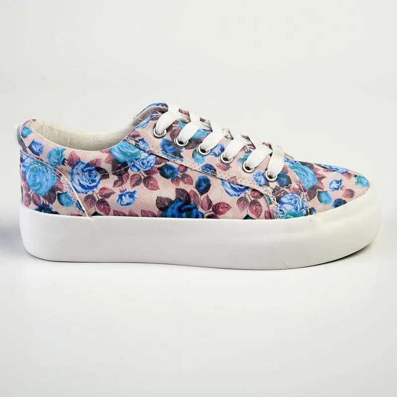 Foam Pod Cushioning Madison Ladies Platform Floral 1 Sneaker - Pink Floral