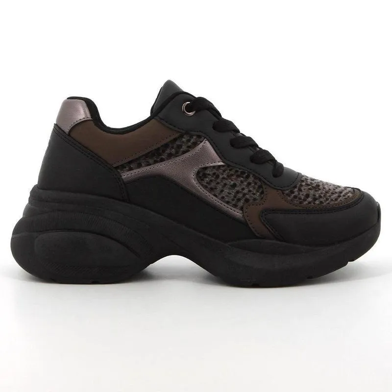 Intense Workout Memory foam insole Pierre Cardin Carina 1 Chunky Sole Sneaker - Black Leopard