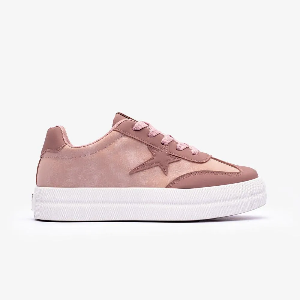 Trend-setting silhouette Soviet Ladies Paris Lace Up Sneaker - Pink