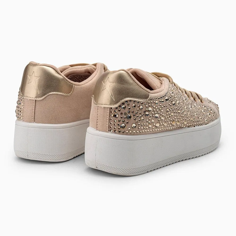 Soviet Thiago Diamond Sneaker - Nude/Gold AnkleSupport