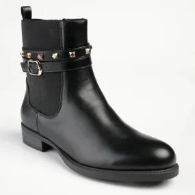 Eco Friendly Tannery Madison Jenny Lynn Gusset Studded Ankle Boot - Black