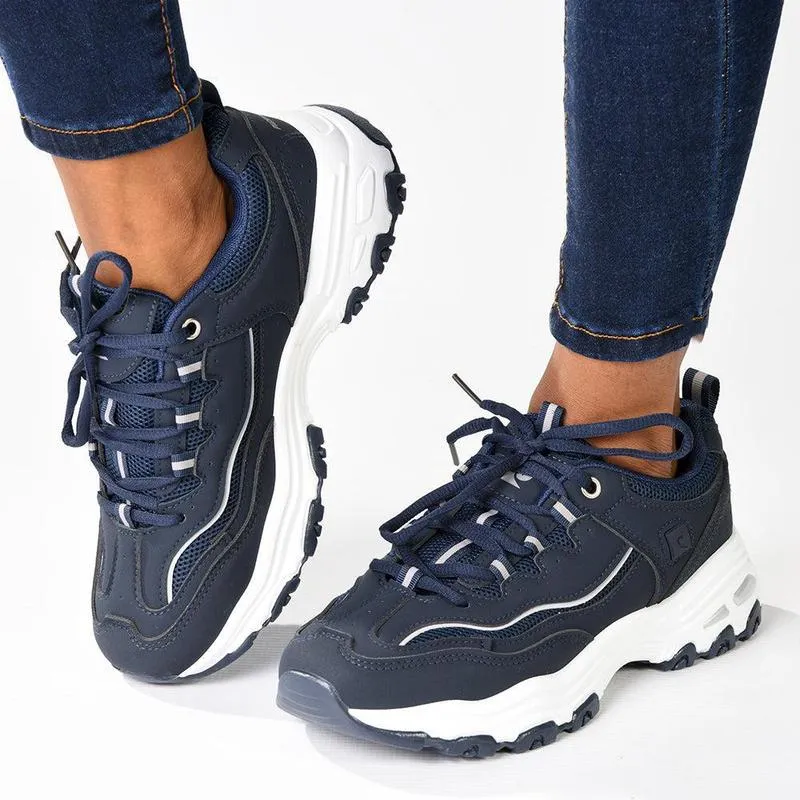 Pierre Cardin Ladies Chunky Sneaker - Navy Pewter Durable Material