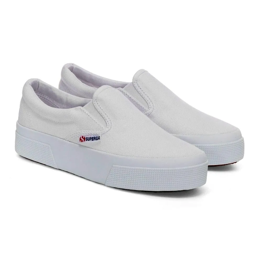 Superga Classic Platform Canvas Slip On - White Full Flexibility