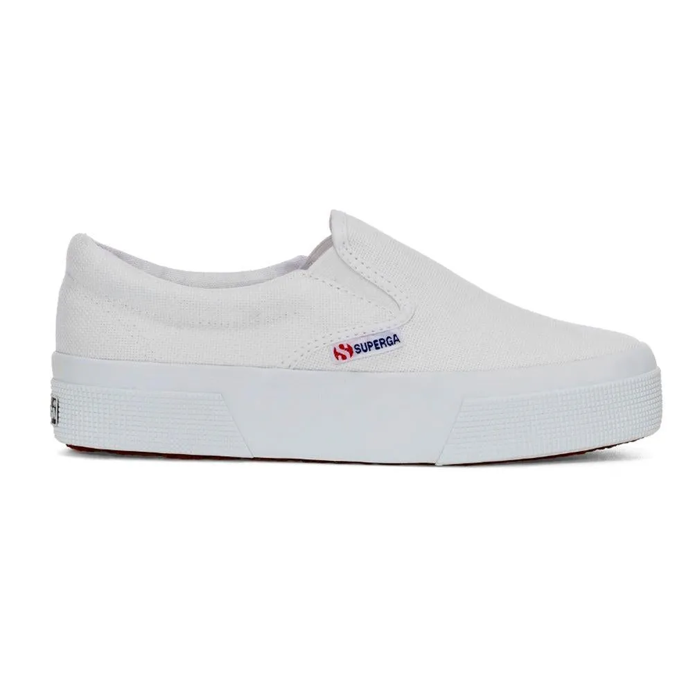 Impact Diffusion Tech Secure lacing system Superga Classic Platform Canvas Slip On - White