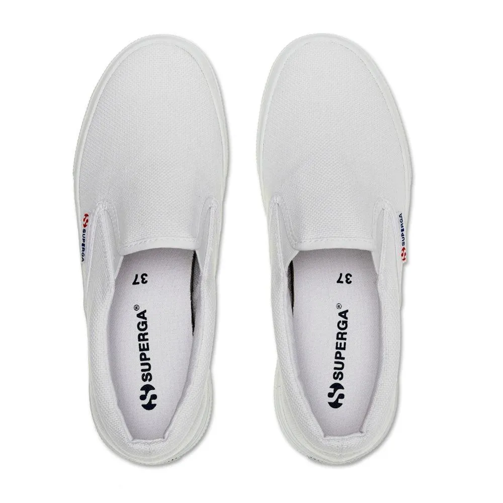 Gel Infused Heel Superga Classic Platform Canvas Slip On - White