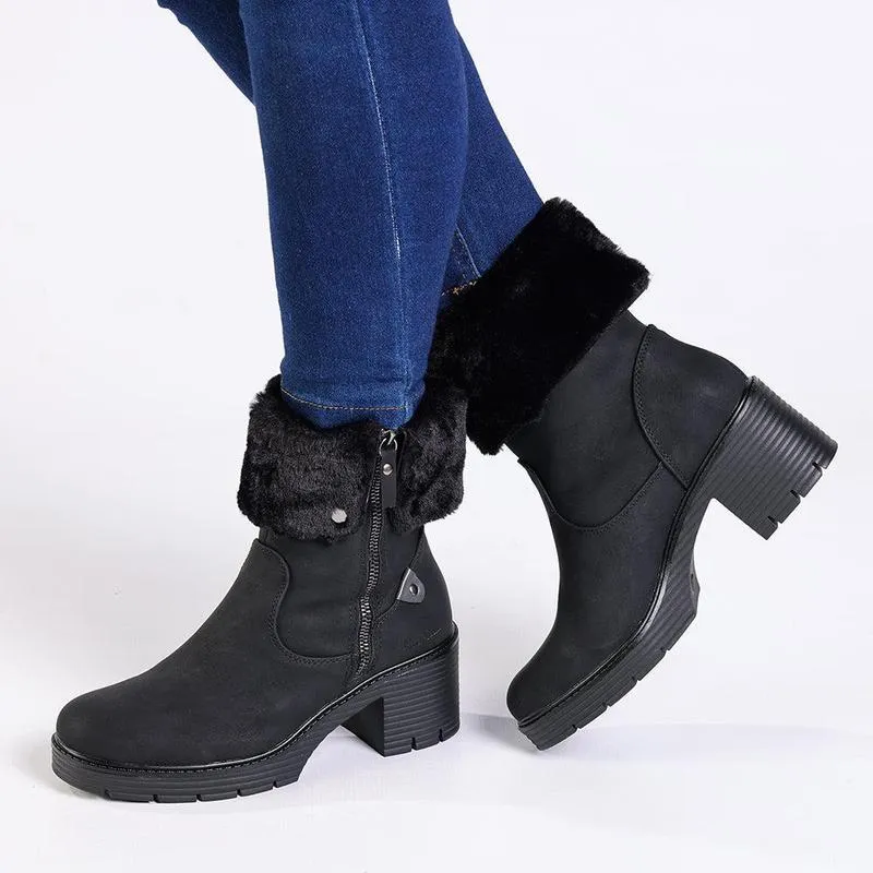 Pierre Cardin Dente Beige Fur Boot - Black Minimal Build insulated