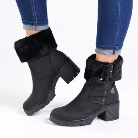 Minimalist Look Waterproof Mountain Hike Pierre Cardin Dente Beige Fur Boot - Black